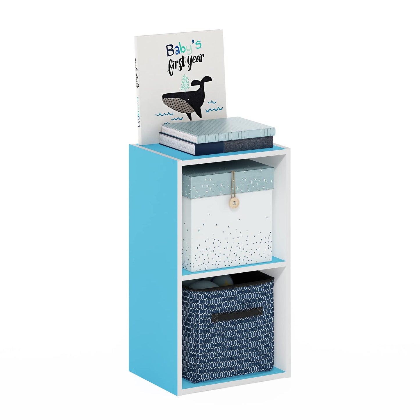 5-Cube Bookshelf, Reversible Bookcase – White Finish Dimensions: 9.4" D x 19.5" W x 31.5" H