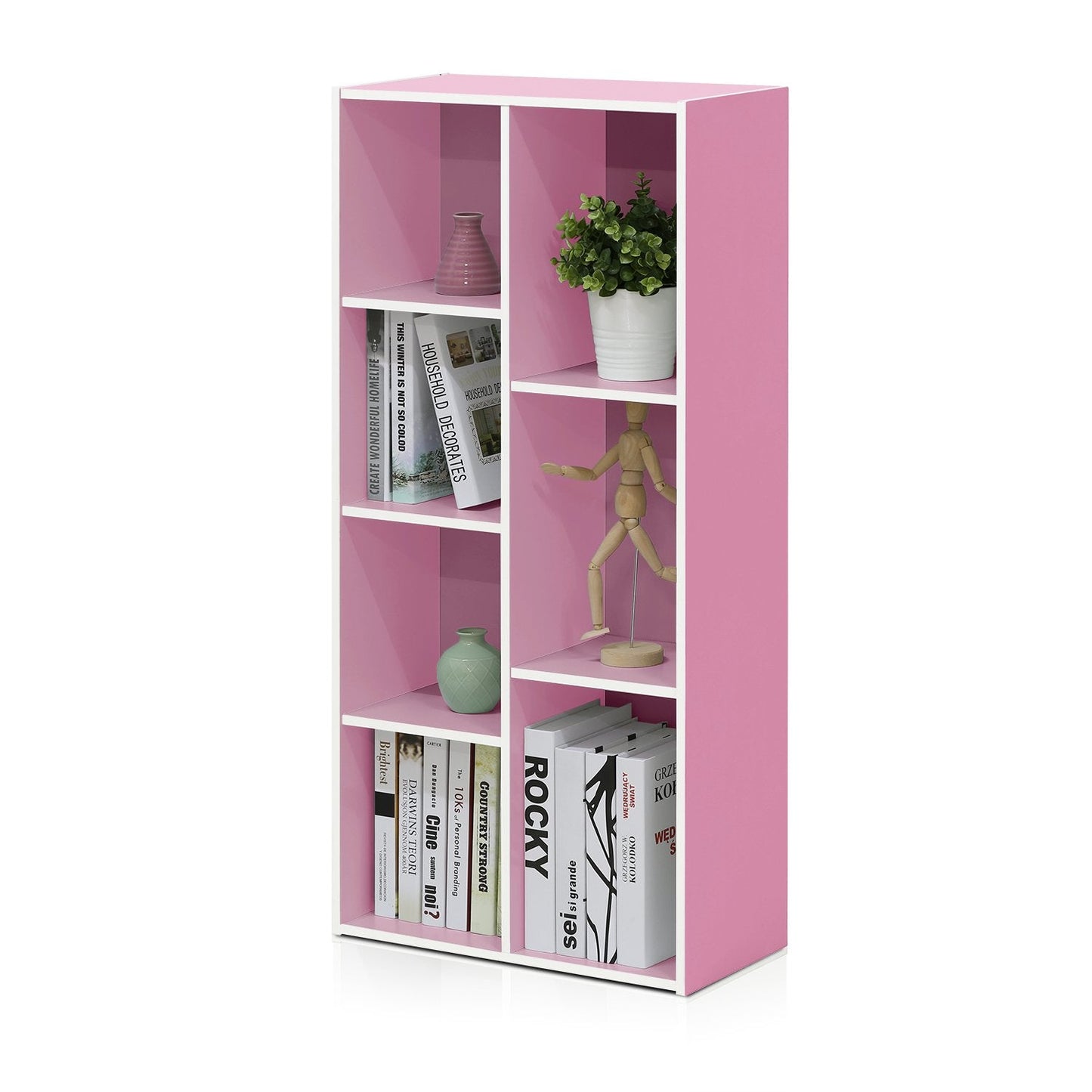 5-Cube Bookshelf, Reversible Bookcase – White Finish Dimensions: 9.4" D x 19.5" W x 31.5" H