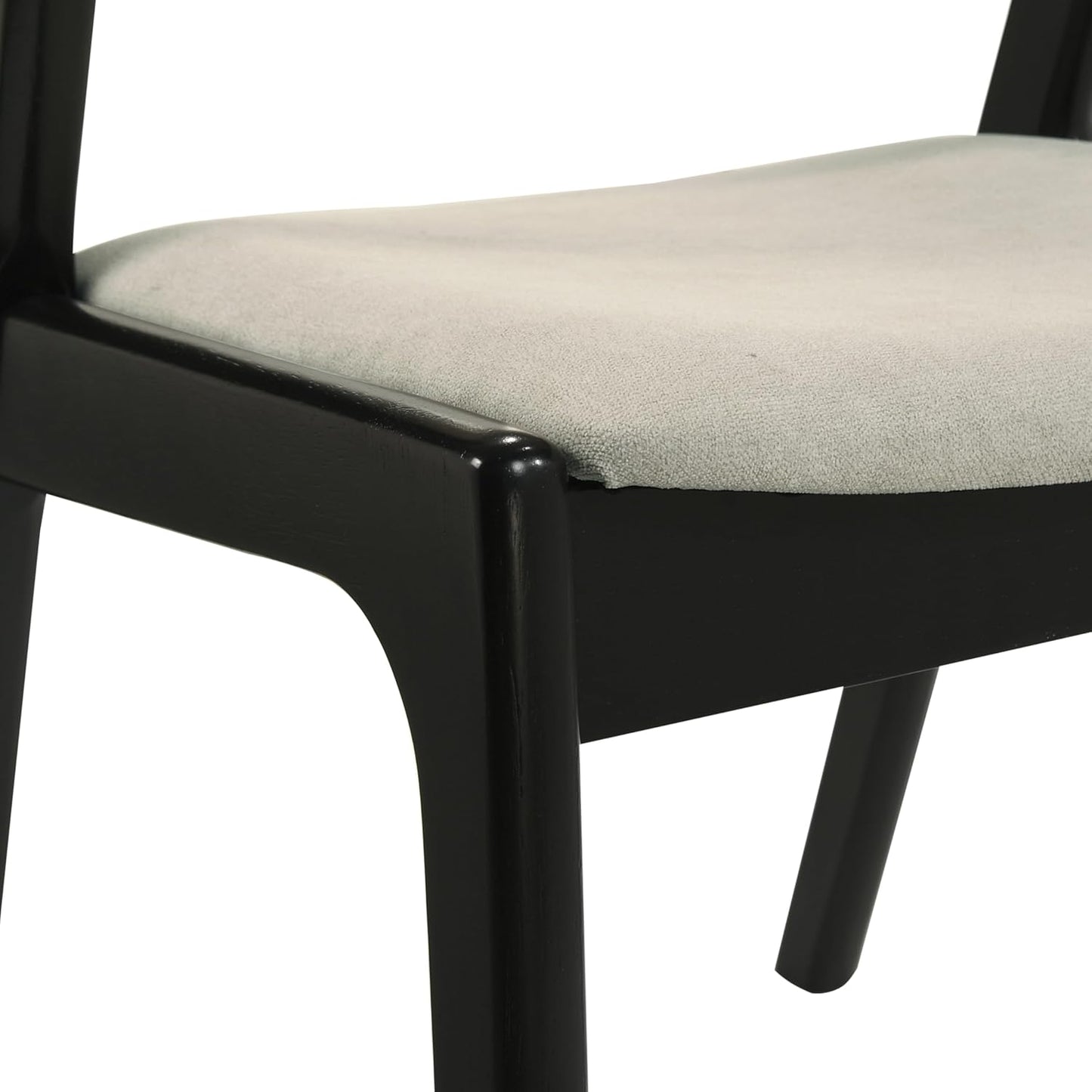 Set of 2 Upholstered Dining Chairs with Black Finish – Mid-Century Modern Wooden Frame, Comfortable Seat and Backrest