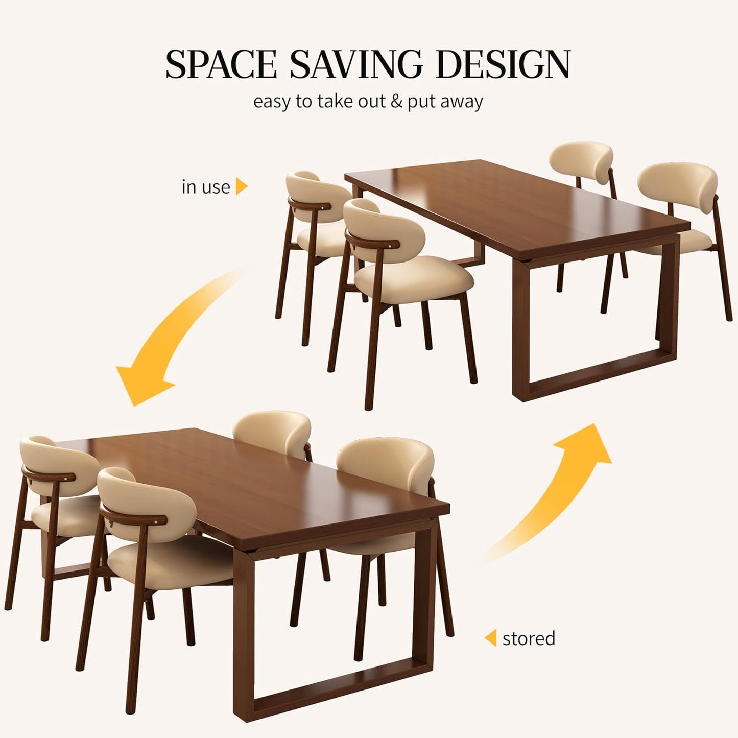 Set of 2 Modern Upholstered Dining Chairs – Armless Kitchen & Dining Chairs with Metal Legs, Khaki