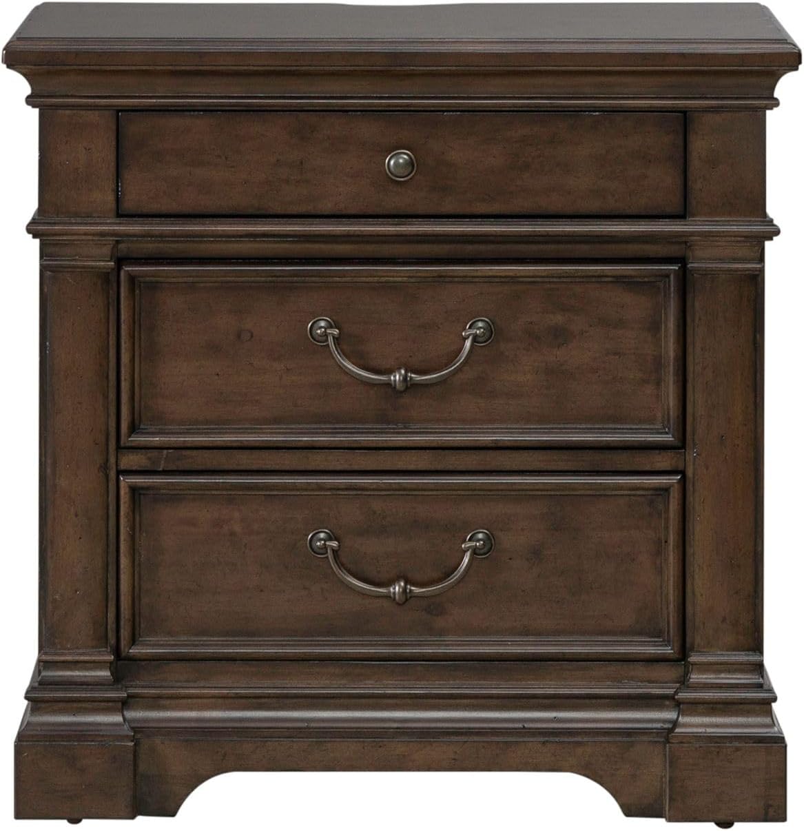 3-Drawer Nightstand with Built-in Charging Station – Cedar & Felt Lined, Satin Cherry Finish