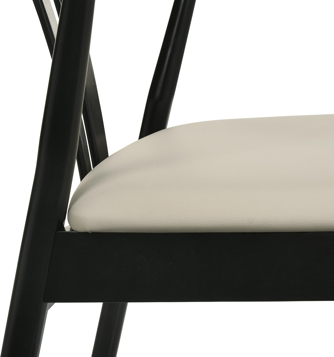 Set of 2 Black Wishbone-Style Upholstered Dining Chairs – Mid-Century Modern Wooden Frame