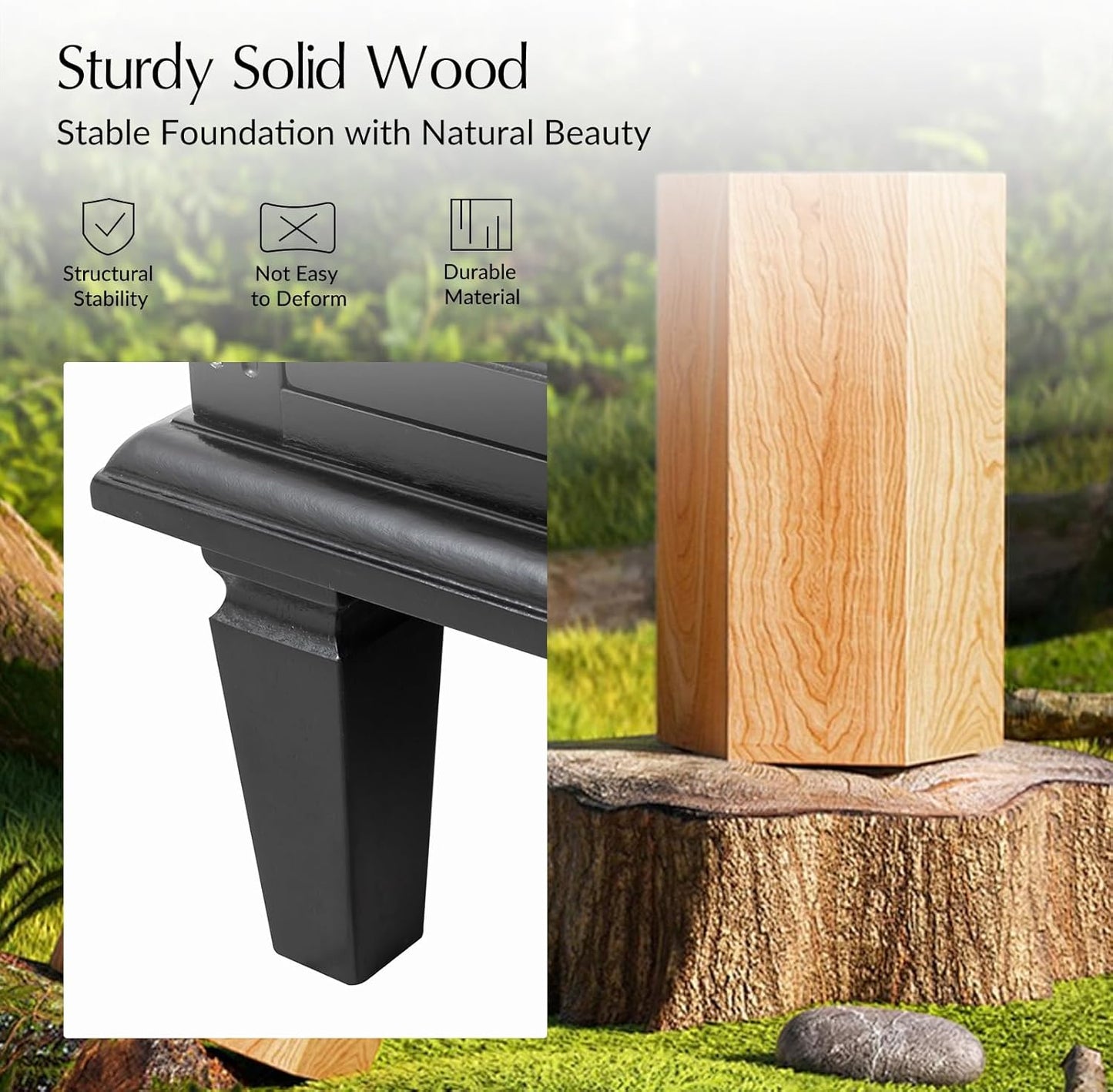 3-Drawer Nightstand Set of 2 with Charging Station – Mid-Century Modern Bedside Tables, Black Finish