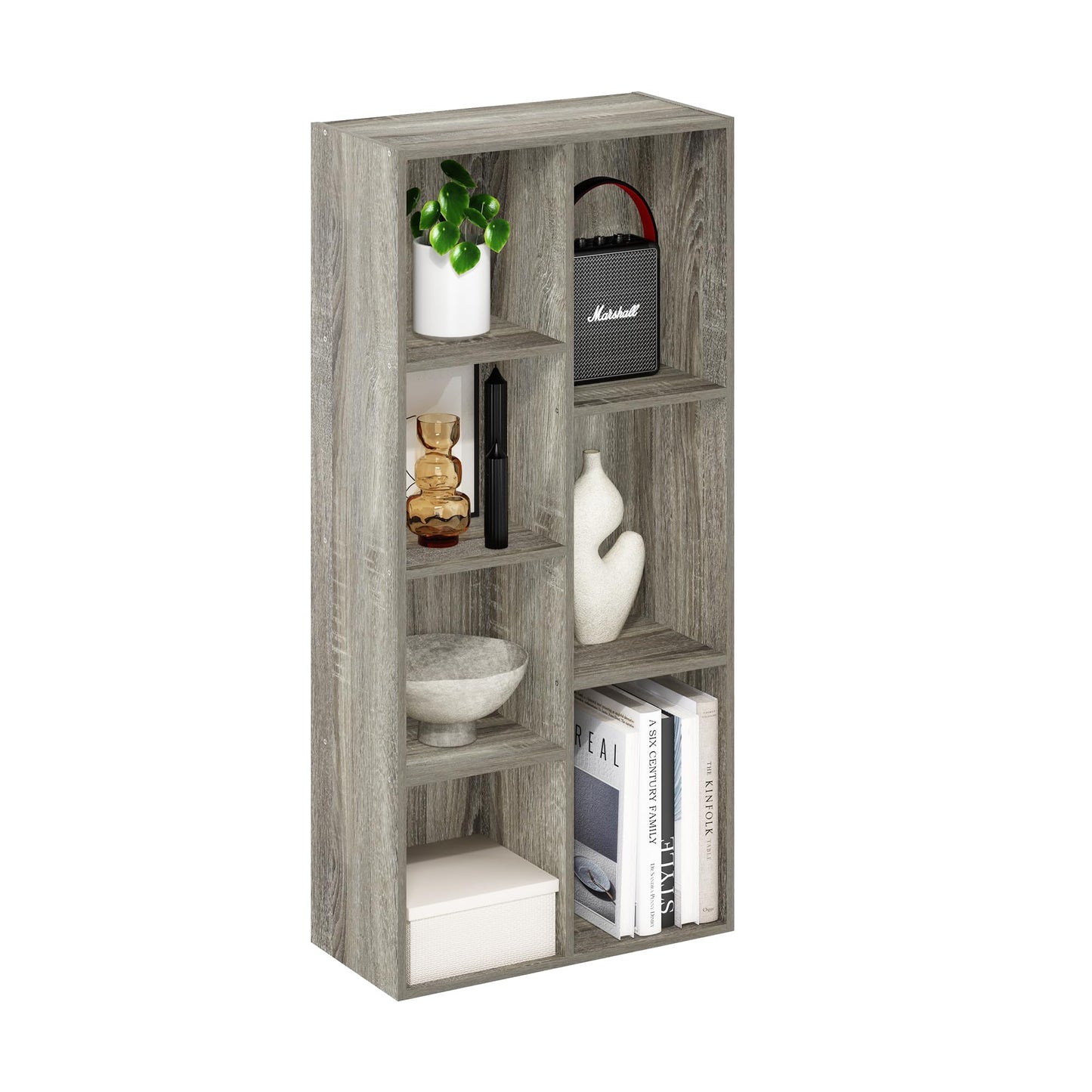 5-Cube Bookshelf, Reversible Bookcase – White Finish Dimensions: 9.4" D x 19.5" W x 31.5" H