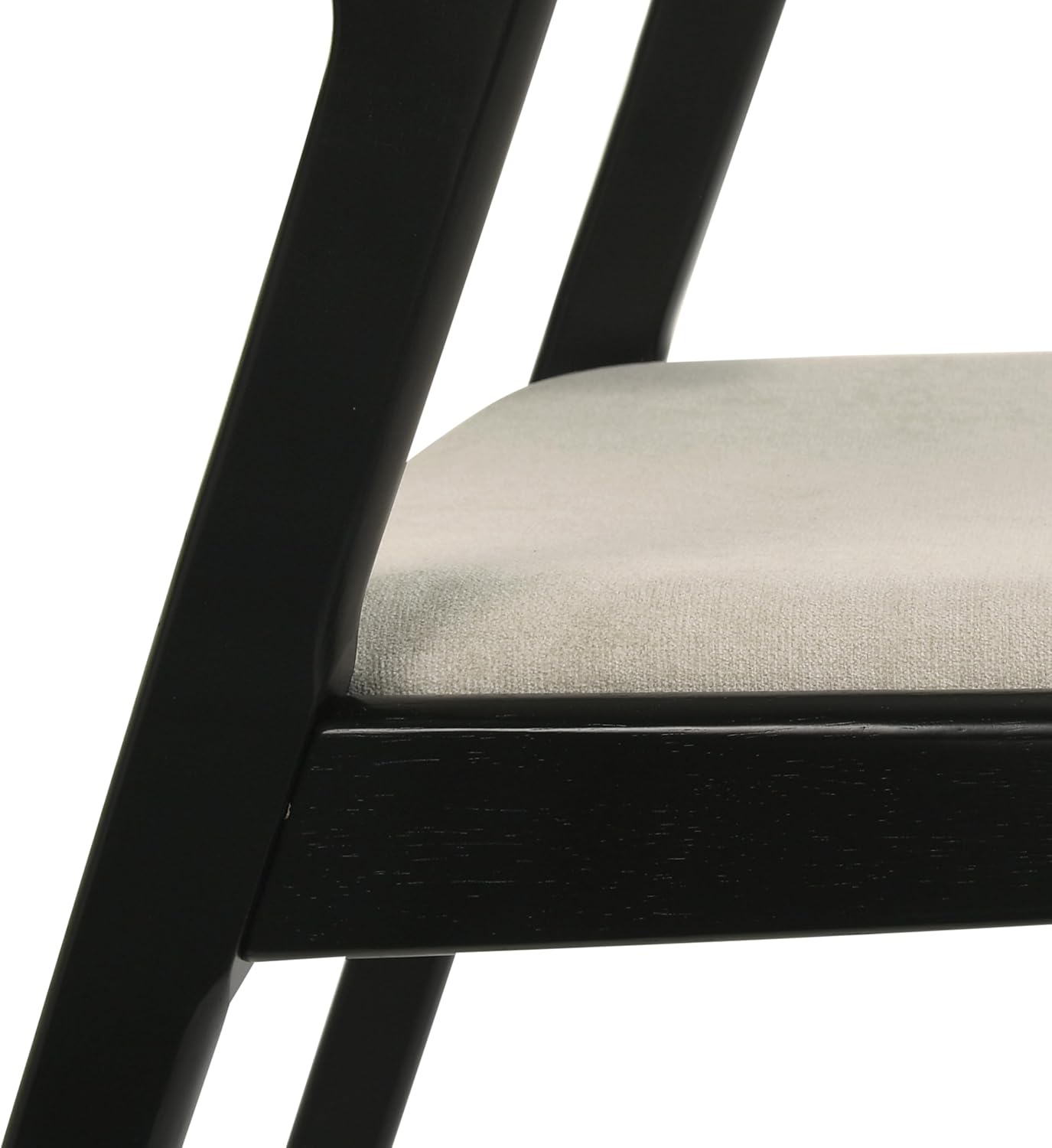 Set of 2 Upholstered Dining Chairs with Black Finish – Mid-Century Modern Wooden Frame, Comfortable Seat and Backrest