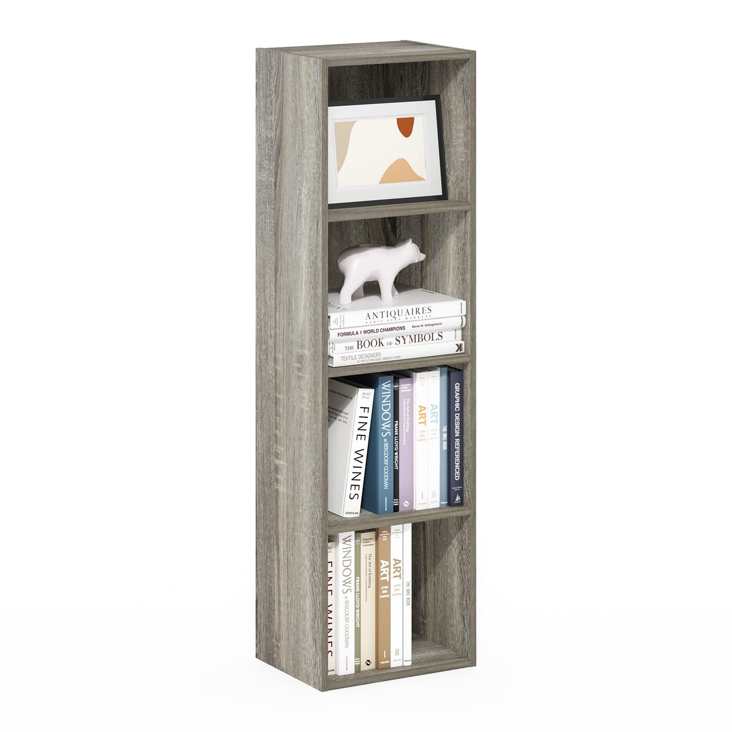 5-Cube Bookshelf, Reversible Bookcase – White Finish Dimensions: 9.4" D x 19.5" W x 31.5" H