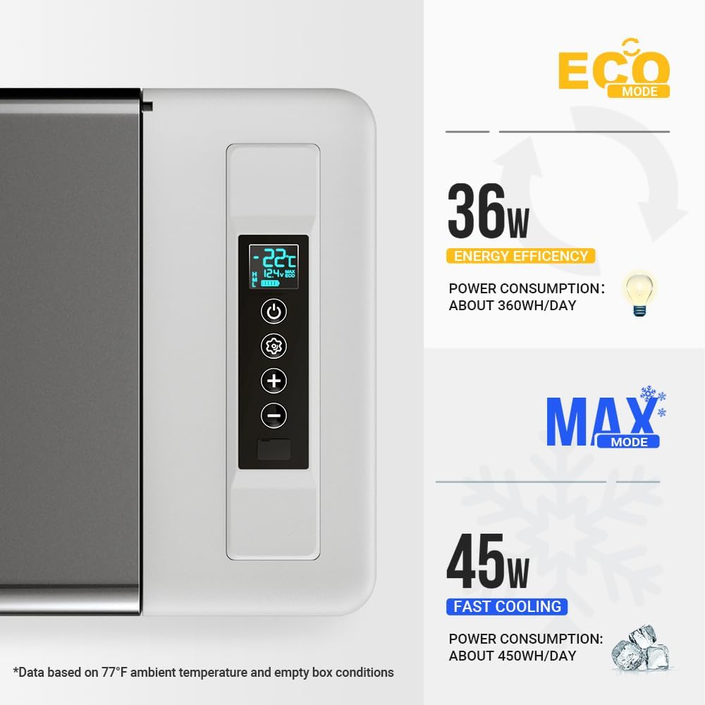 12 Volt Refrigerator 12V Car Fridge 30 Quart Portable Freezer Compressor Cooler -7℉~50℉ Compressor Freezer, 12/24V DC 110~240 Volt AC, for Truck RV SU