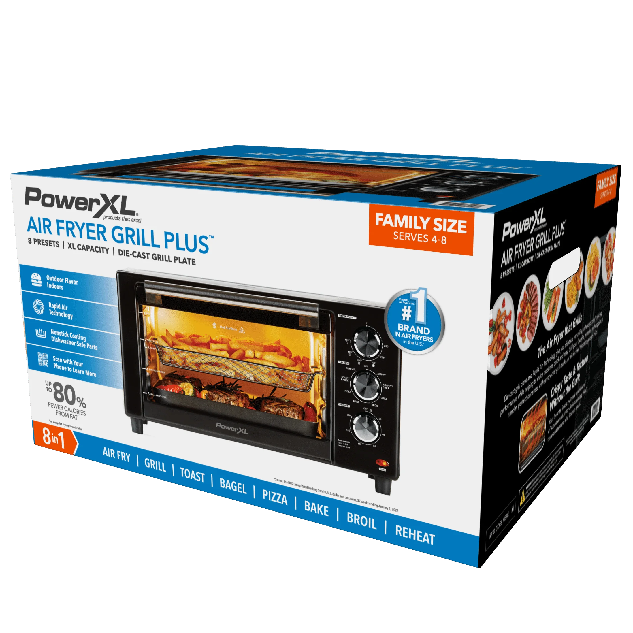 2025 PowerXL 7-in-1 Air Fryer Grill Plus – Indoor Grill & Hot Air Fryer with Rapid Air Technology