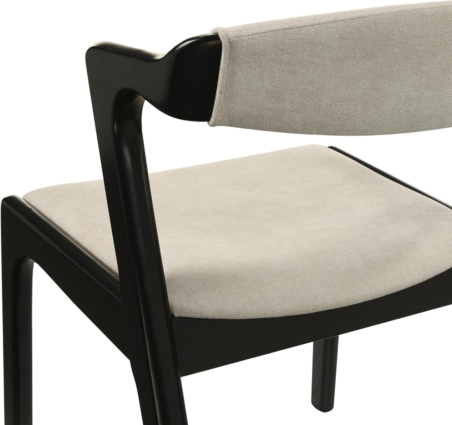 Set of 2 Upholstered Dining Chairs with Black Finish – Mid-Century Modern Wooden Frame, Comfortable Seat and Backrest