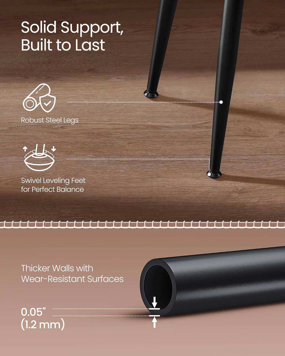 Set of 2 Mid-Century Modern Upholstered Dining Chairs – Caramel Brown Synthetic Leather Kitchen & Dining Chairs