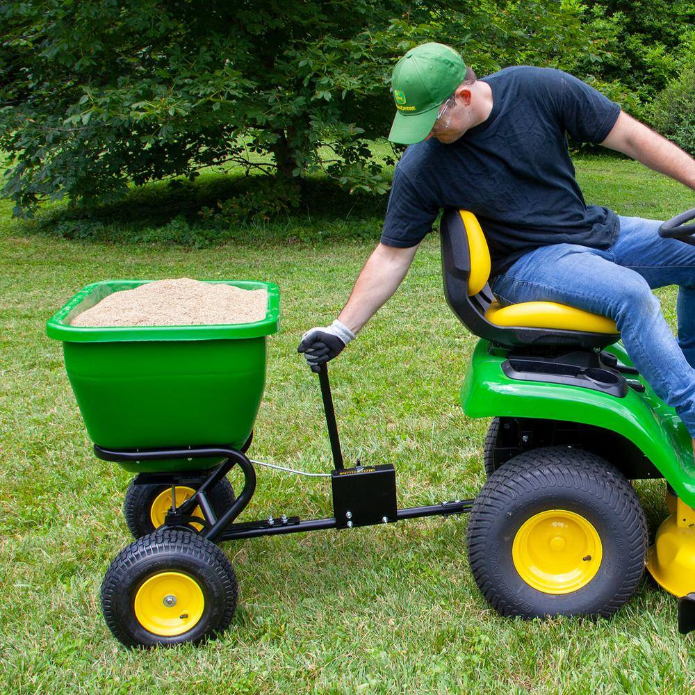 2025 John Deere 175 lb Tow-Behind Broadcast Spreader, Rustproof Poly Hopper, Universal Fit