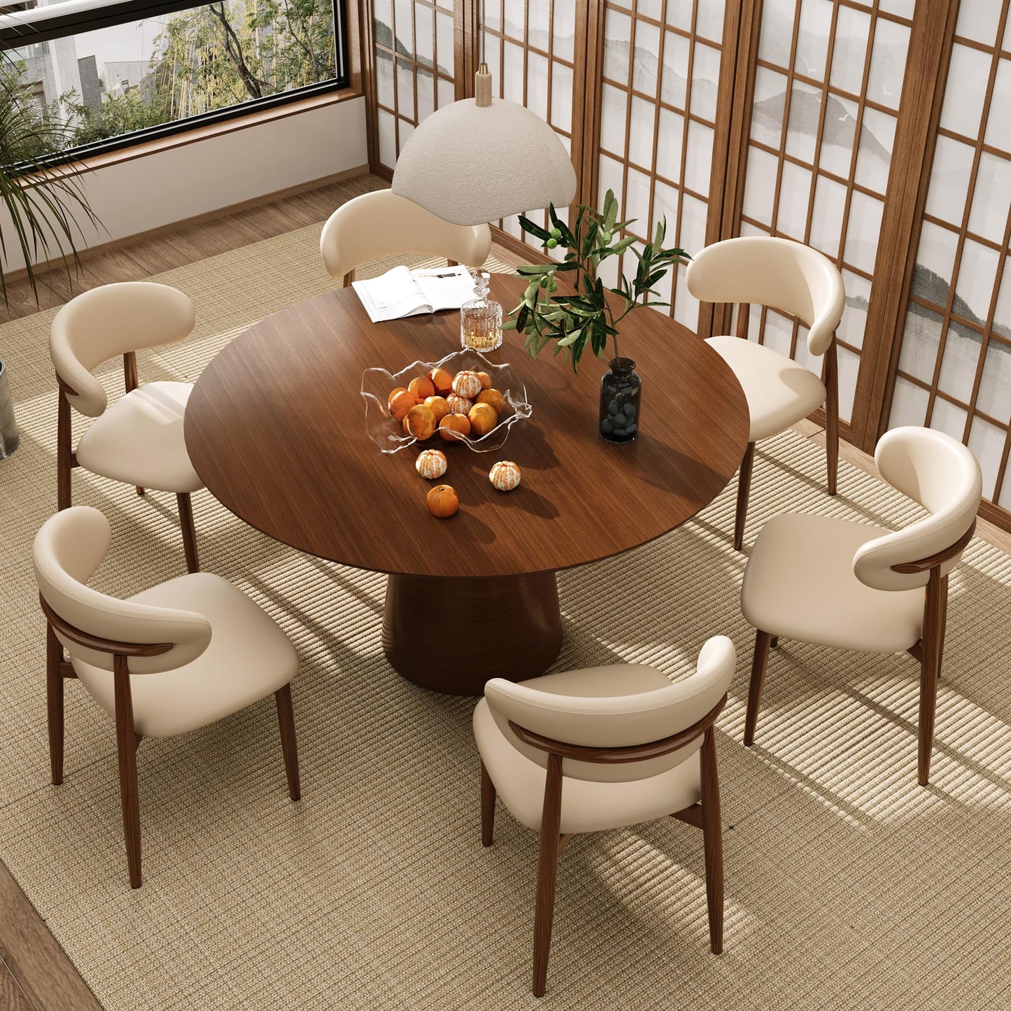 Set of 2 Modern Upholstered Dining Chairs – Armless Kitchen & Dining Chairs with Metal Legs, Khaki