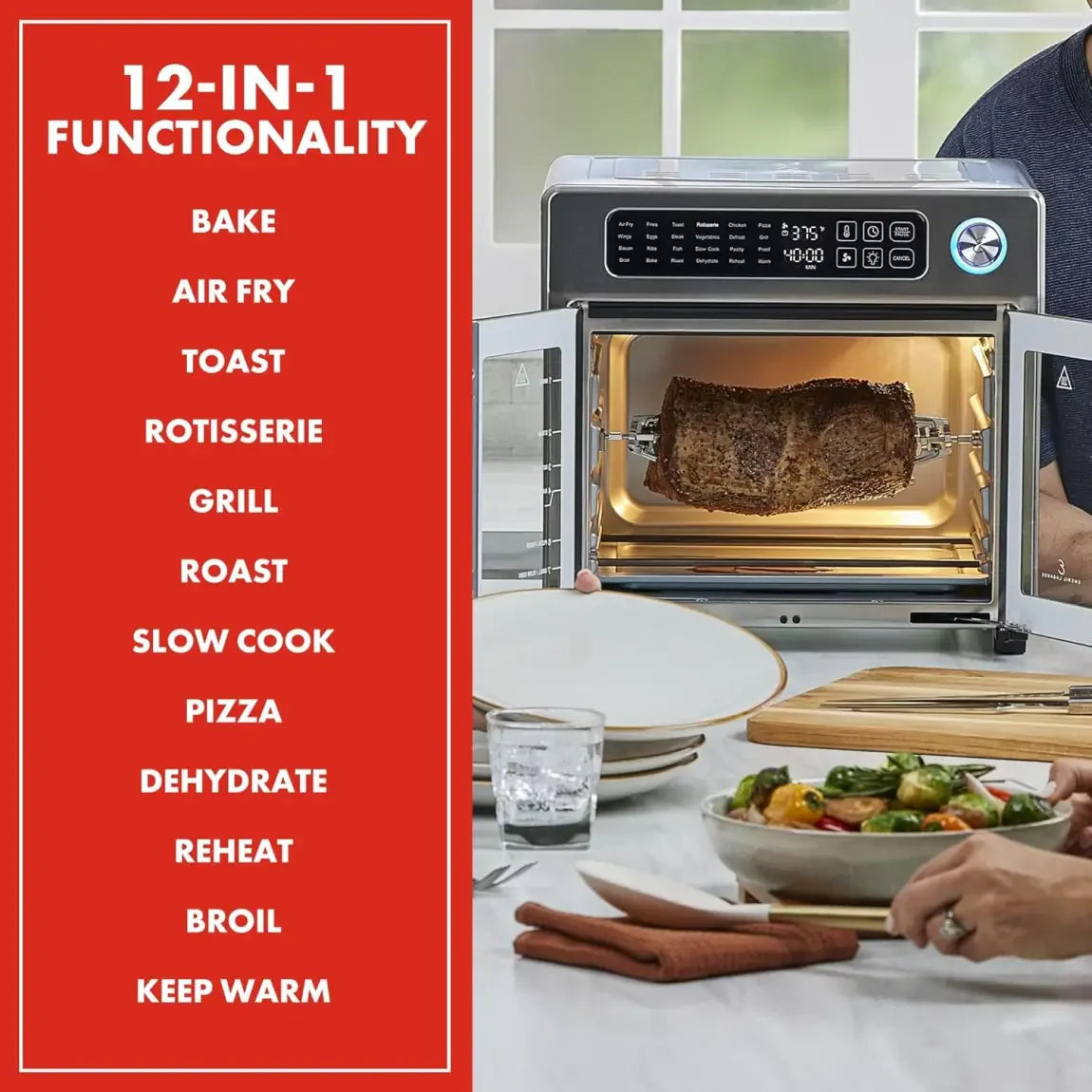 2025 Emeril Lagasse 26 QT Extra Large Air Fryer, Convection Toaster Oven with French Doors, Stainless Steel