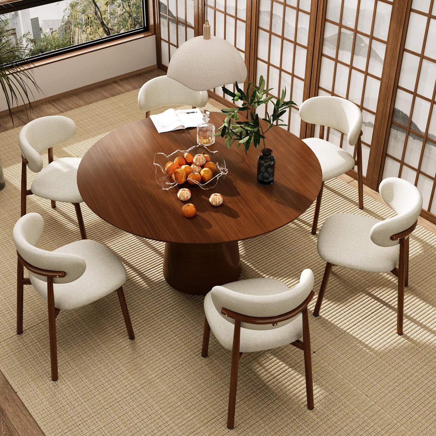 Set of 2 Modern Upholstered Dining Chairs – Armless Kitchen & Dining Chairs with Metal Legs, Khaki