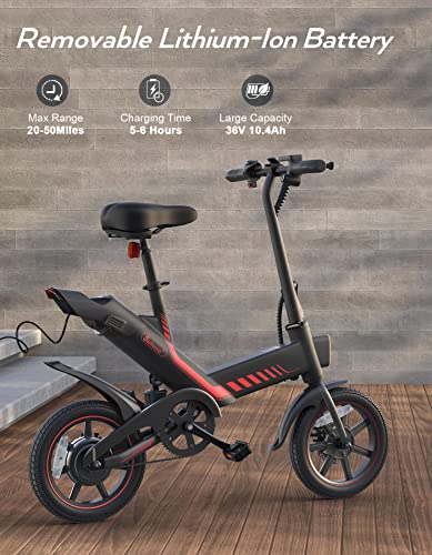 2025 Sailnovo 14'' Electric Bicycle for Adults and Teenagers, Folding Electric Bike with Built-in Li-ion Battery