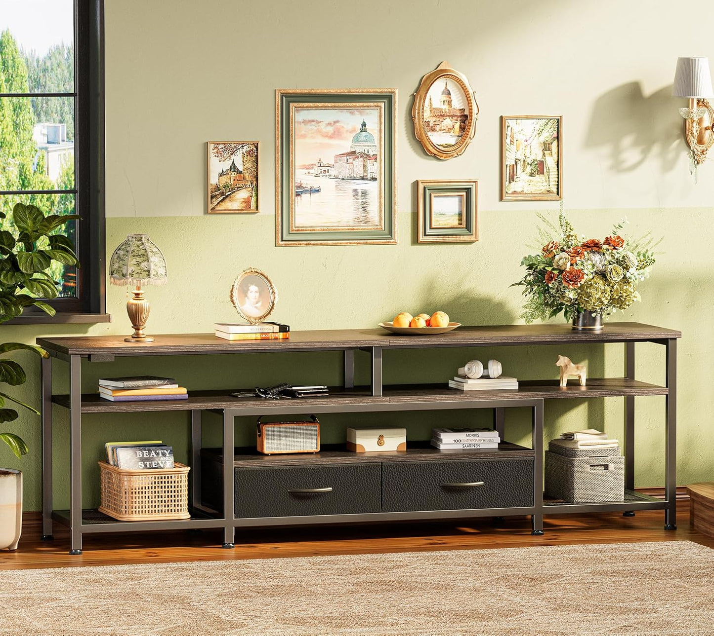 65-70 Inch Modern TV Stand with Drawers, Shelves, LED Lights & Built-In Power Outlets – Media Console for Living Room