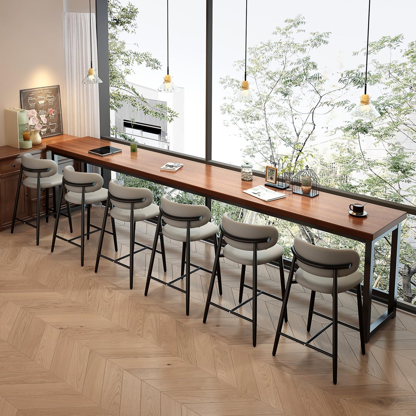 Set of 2 Modern Upholstered Dining Chairs – Armless Kitchen & Dining Chairs with Metal Legs, Khaki