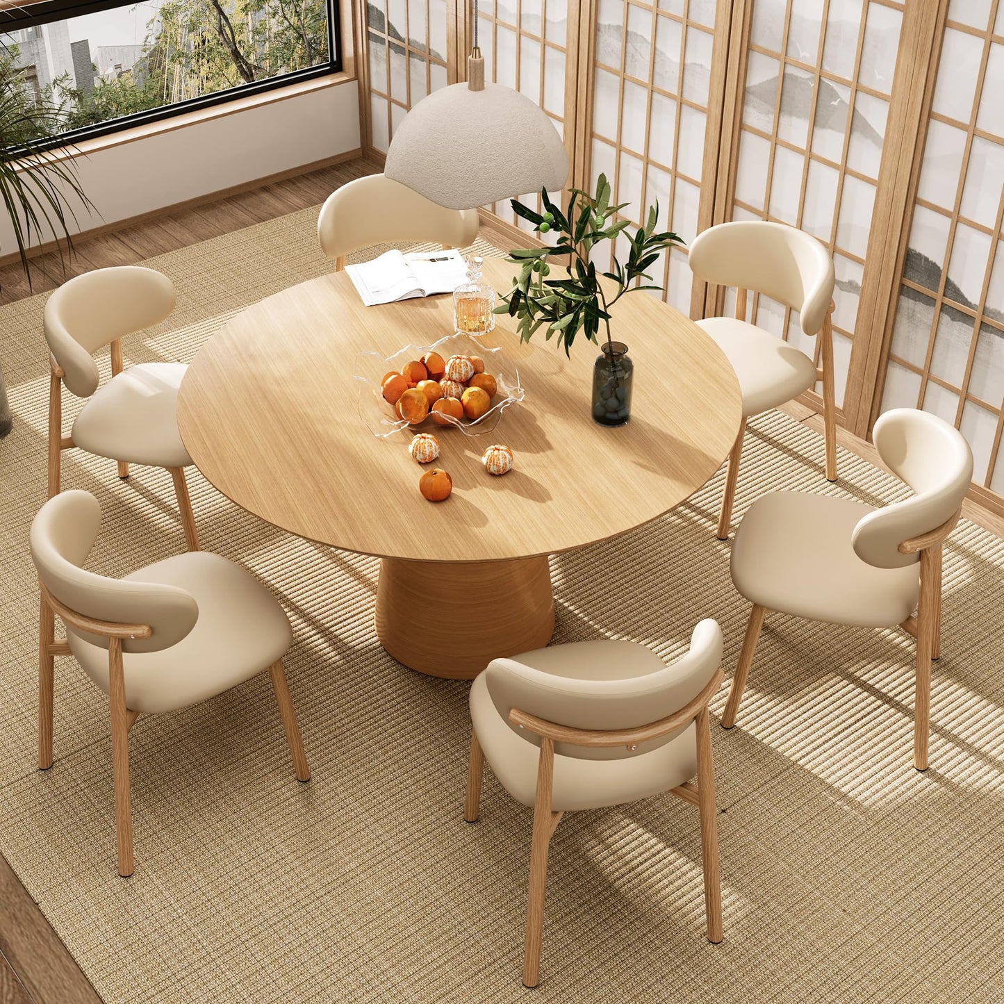 Set of 2 Modern Upholstered Dining Chairs – Armless Kitchen & Dining Chairs with Metal Legs, Khaki