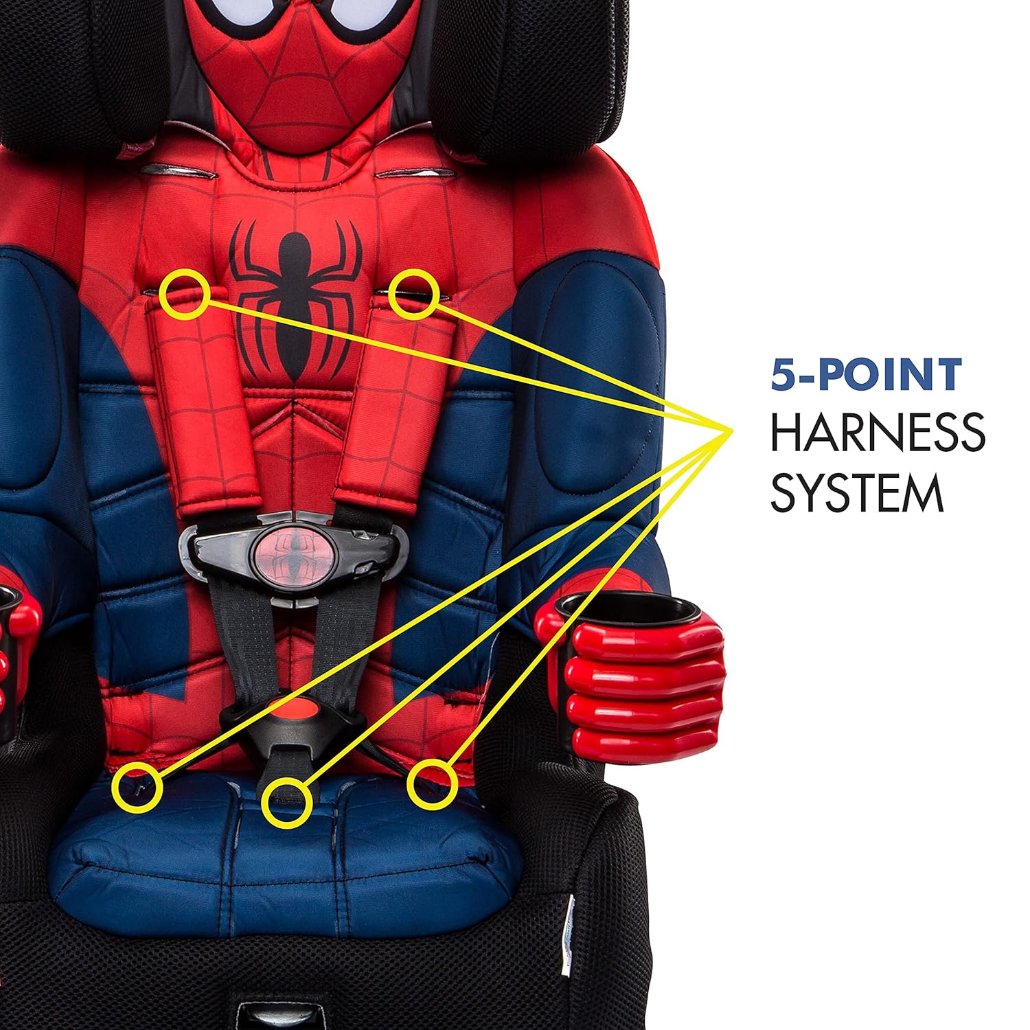 2025 KidsEmbrace Marvel Spider-Man 2-in-1 Forward-Facing Booster Car Seat LATCH | 5-Point Harness Booster 22-65lbs converts to Belt-Positioning Booster 40-100lbs | Adjustable