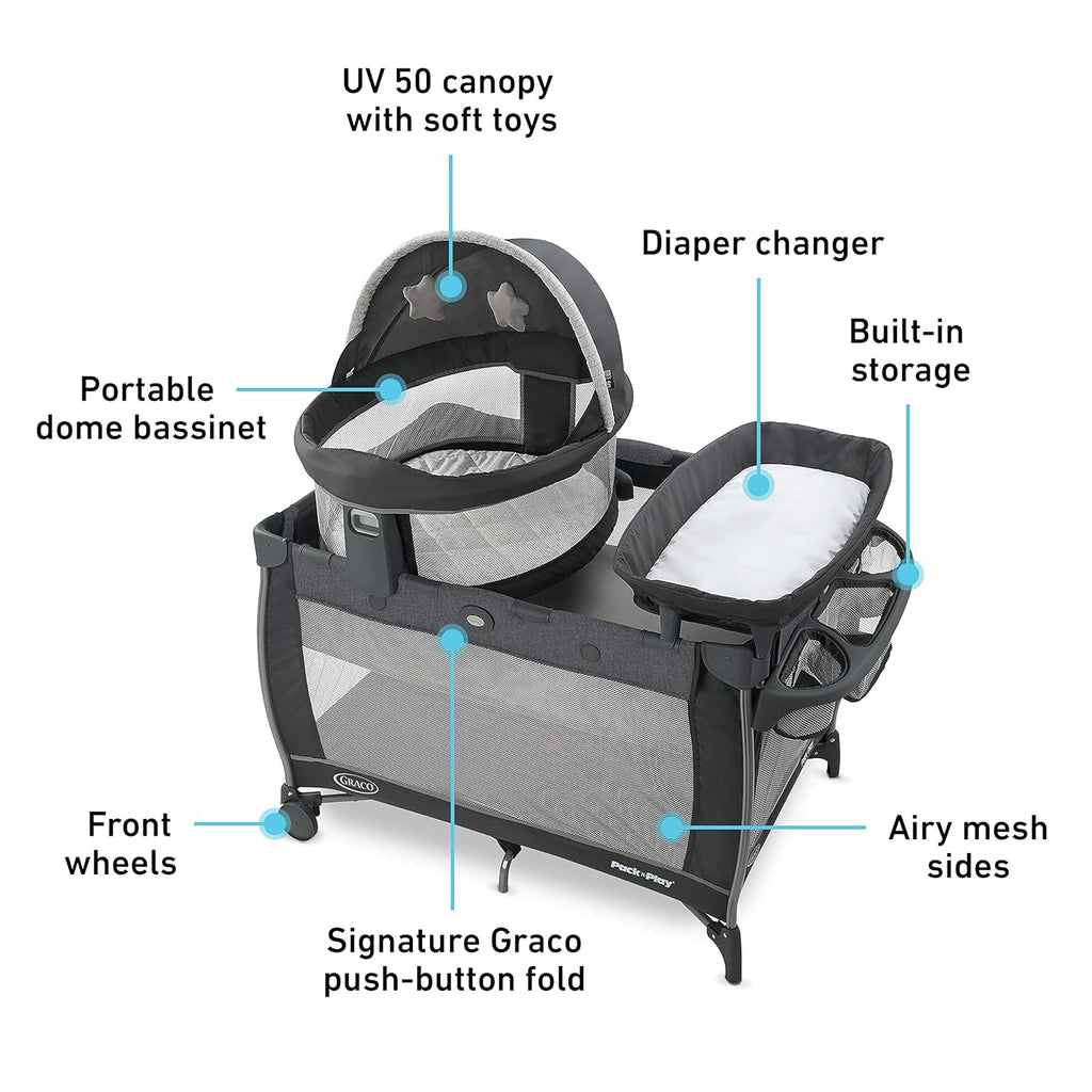 Graco Pack 'n Play Close2Baby Bassinet Playard Features Portable Bassinet Diaper Changer and More, Derby
