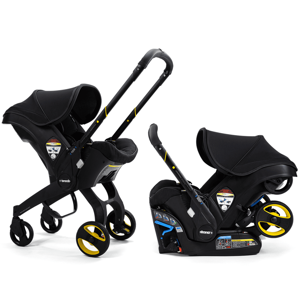 2025 Doona Infant Car Seat Stroller with LATCH Base – Midnight Edition | Car to Stroller in Seconds, Aircraft Approved, Includes Essentials Bag