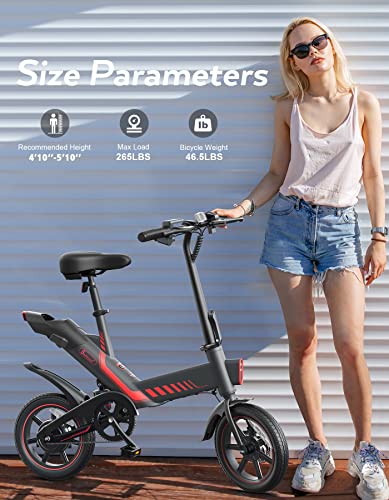 2025 Sailnovo 14'' Electric Bicycle for Adults and Teenagers, Folding Electric Bike with Built-in Li-ion Battery