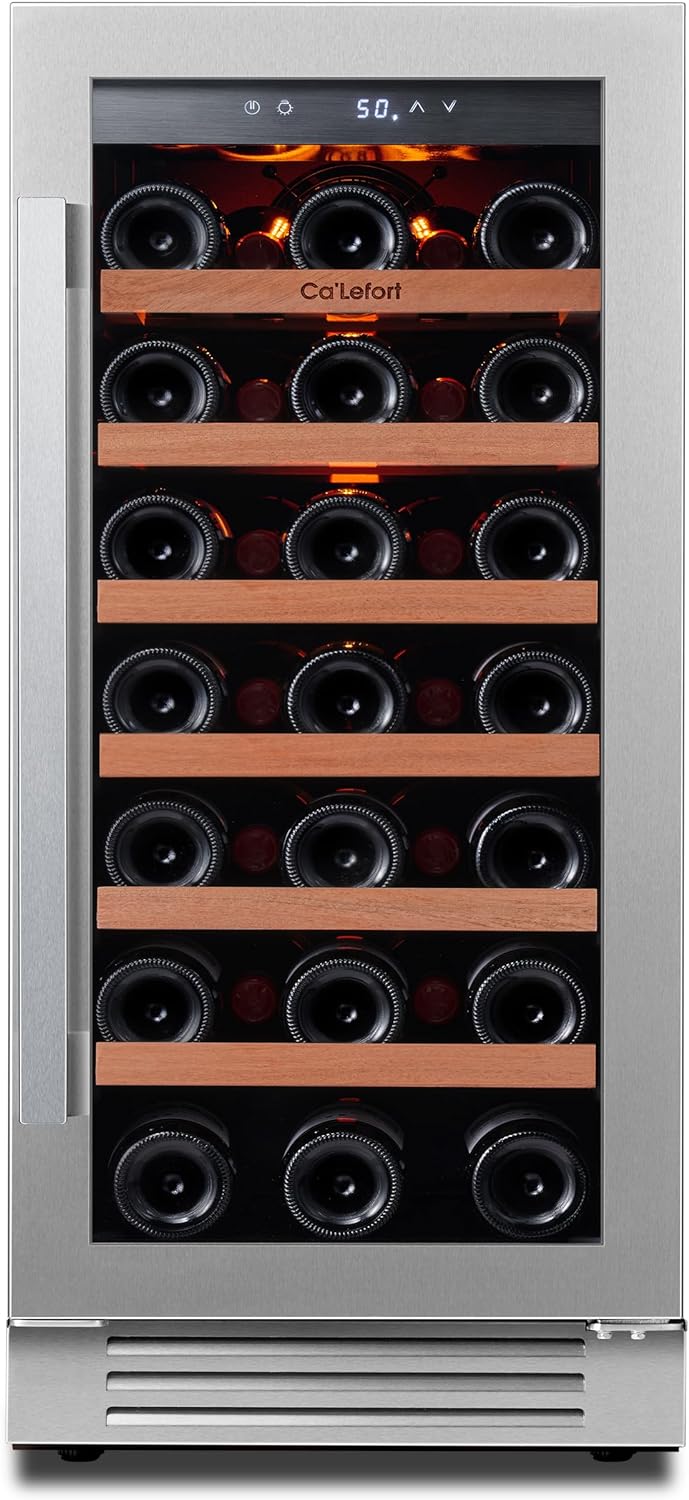 24'' Wine Cooler Refrigerator - 46 Bottle Wine Fridge Dual Zone with Modern Touch Intelligent Digital 40°-65°F Low Noise, Built in or Freestanding Wine Cooler for Home and Kitchen