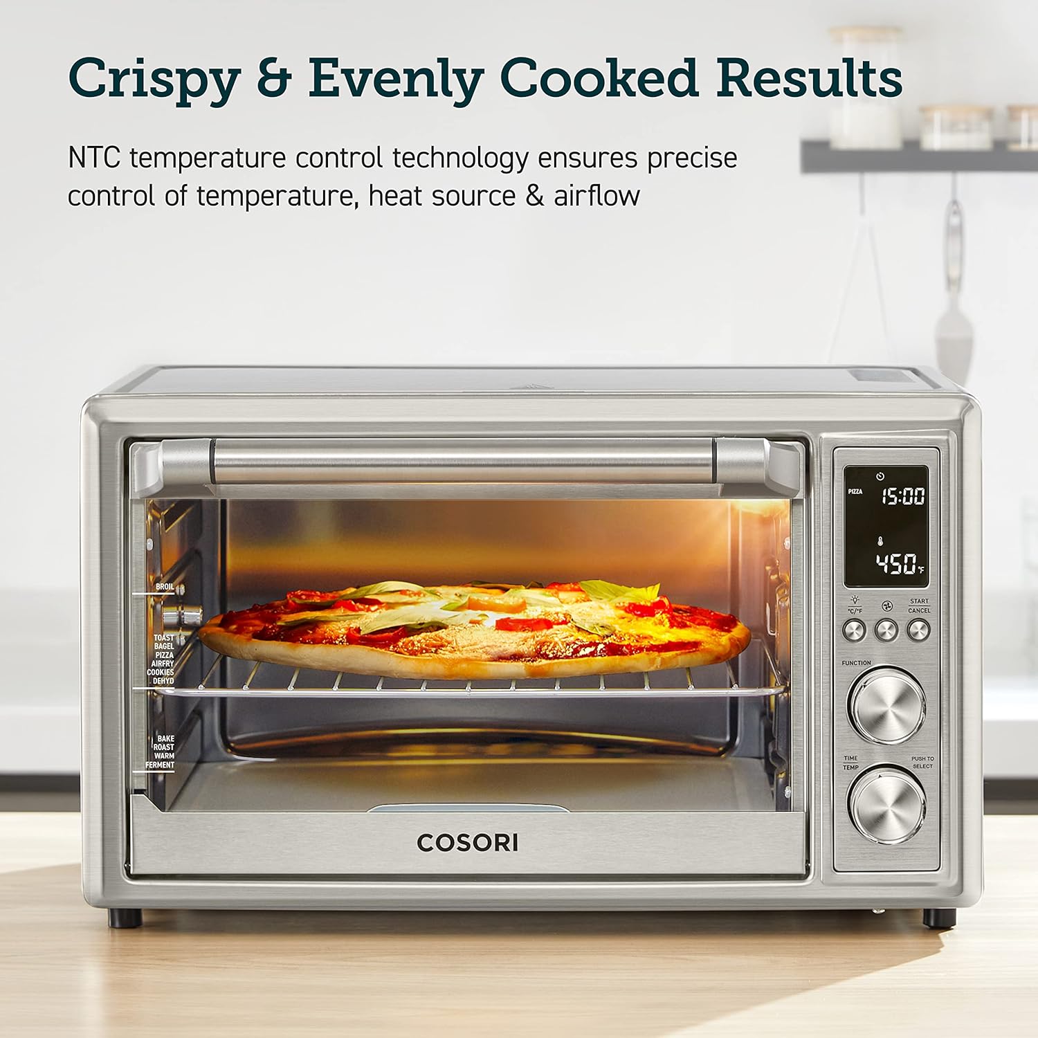 12-in-1 Air Fryer Toaster Oven Combo, Airfryer Convection Oven Countertop, Bake, Broil, Roast, Dehydrate, 134 Recipes & 4 Accessories, 32QT, Silver, Stainless Steel