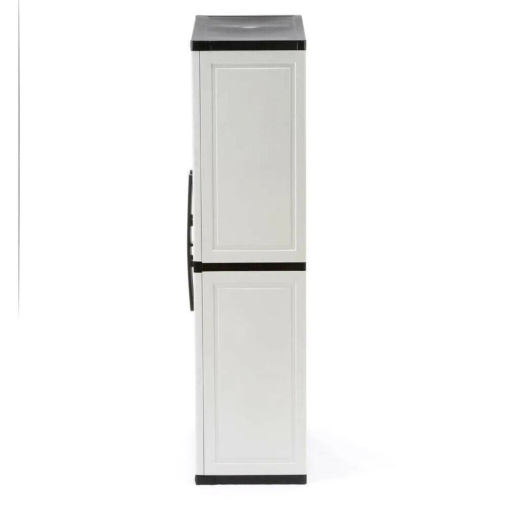 2025 HDX Gray Plastic Freestanding Garage Cabinet, 35′′W x 71′′H x 18′′D, with Adjustable Shelves and Lockable Doors