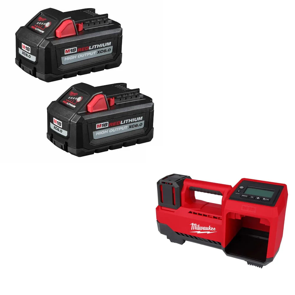 2025 Milwaukee 48-11-1862 M18 XC6.0 Battery 2-Pack w/ FREE 2848-20 M18 Tire Inflator