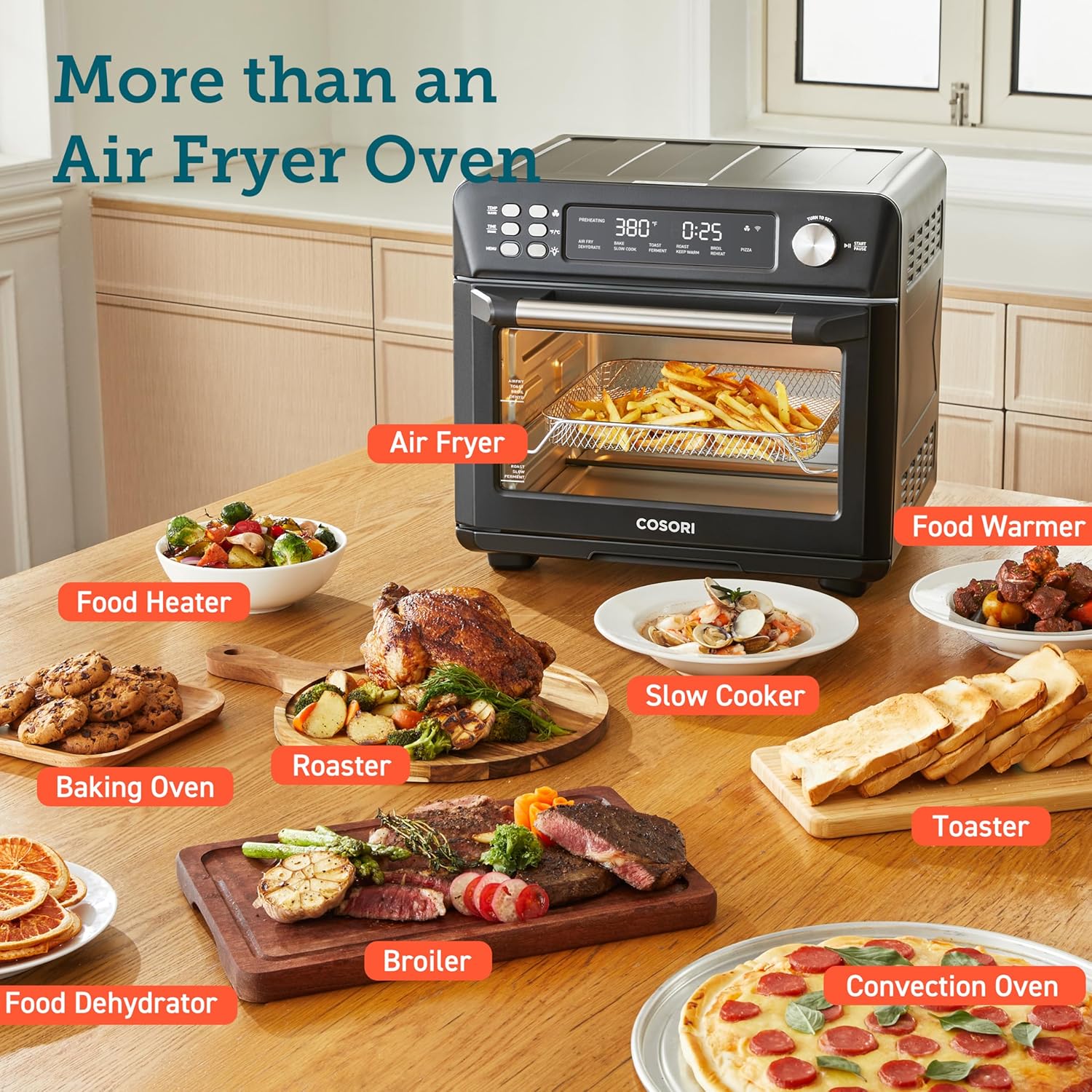 12-in-1 Air Fryer Toaster Oven Combo, Airfryer Convection Oven Countertop, Bake, Broil, Roast, Dehydrate, 134 Recipes & 4 Accessories, 32QT, Silver, Stainless Steel