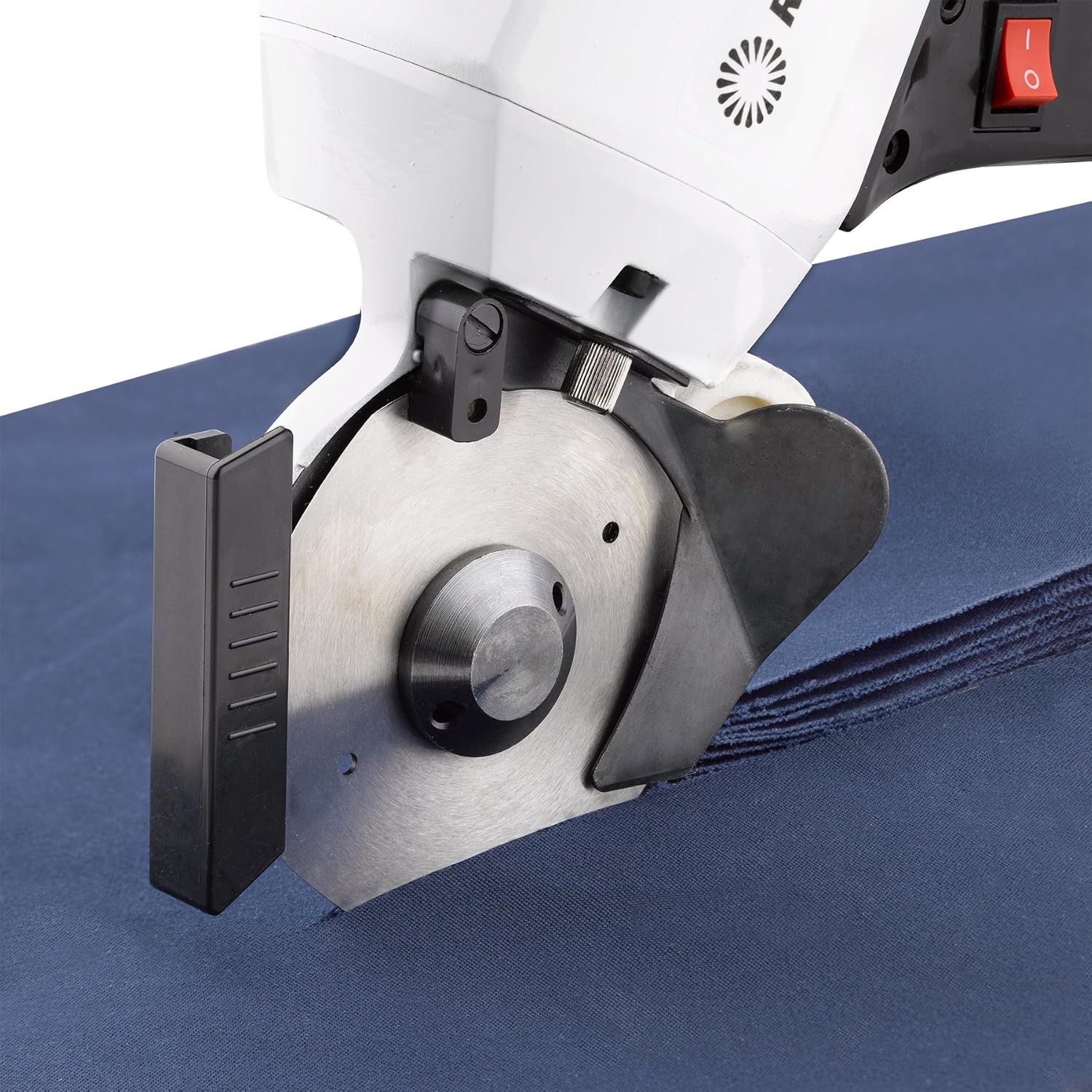 1500FR Octagonal Knife Cloth Cutting Machine, 4-Inch High Power Light Weight Fabric Cutter, 1" cutting capacity, High-power Electric Motor, Knife Guard, Automatic Sharpener, Thin Base Plate