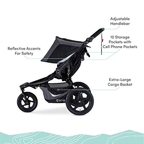 2025 BOB Gear Revolution Flex 3.0 Duallie Double Jogging Stroller, Graphite Black