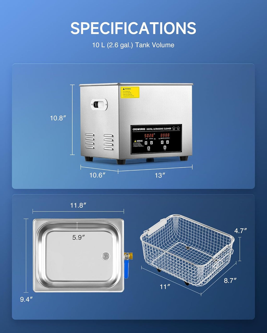 30L Large Ultrasonic Cleaner, Total 1400W Professional Industrial Auto Cleaning Machine for Carburetor Tools Parts Instrument, 40kHz Digital Sonic Cavitation Cleaner with Heater & Timer