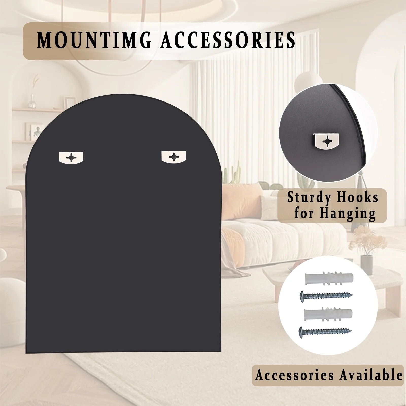 Bathroom Mirror Arch-Top Wall Mounted Decor Mirror