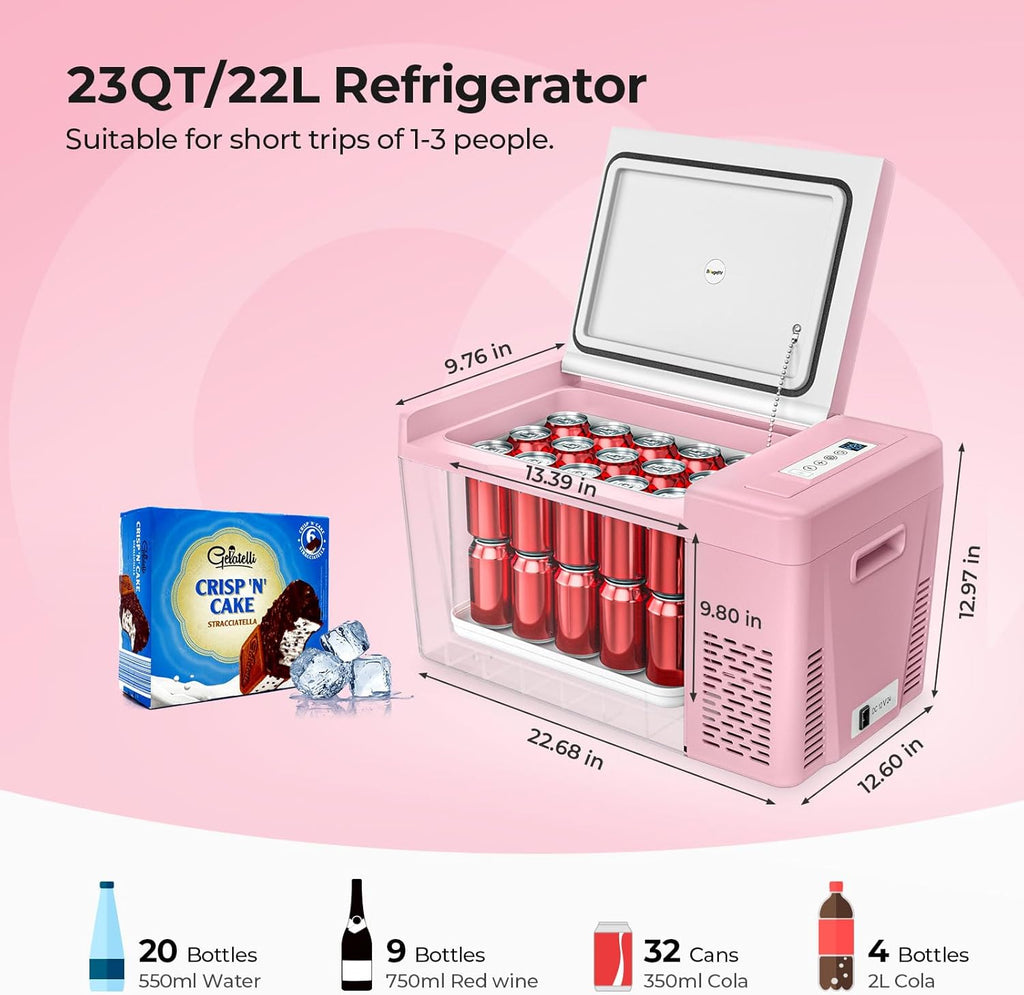 12 Volt Refrigerator 12V Car Fridge 30 Quart Portable Freezer Compressor Cooler -7℉~50℉ Compressor Freezer, 12/24V DC 110~240 Volt AC, for Truck RV SU