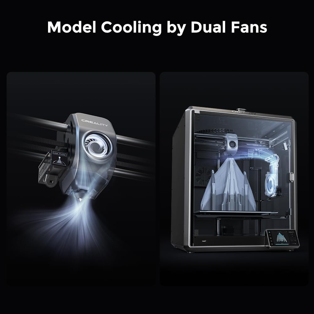 2024 New Version Creality K1C 3D Printer, 600mm/s Fast Printing Speed and Clog-free Direct Extruder, Support 300℃ Printing and Carbon Fiber Filament, Auto Leveling and AI Camera 8.66*8.66*9.84 inch
