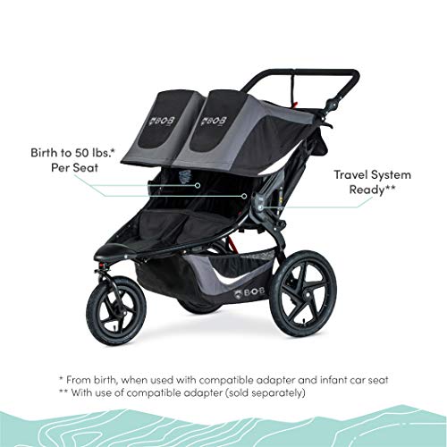 2025 BOB Gear Revolution Flex 3.0 Duallie Double Jogging Stroller, Graphite Black