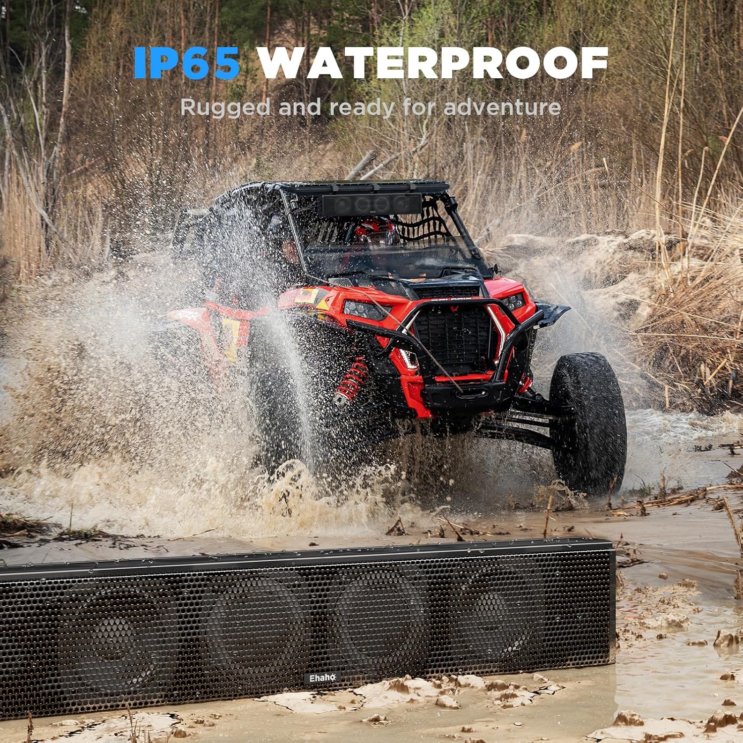 25 Inch UTV Sound Bar, ATV SoundBar Bluetooth with RGB Lighting, Amplified Sound Bar, Waterproof Golf Cart Sound Bar, UTV Speakers Compatible with Polaris RZR Can-Am