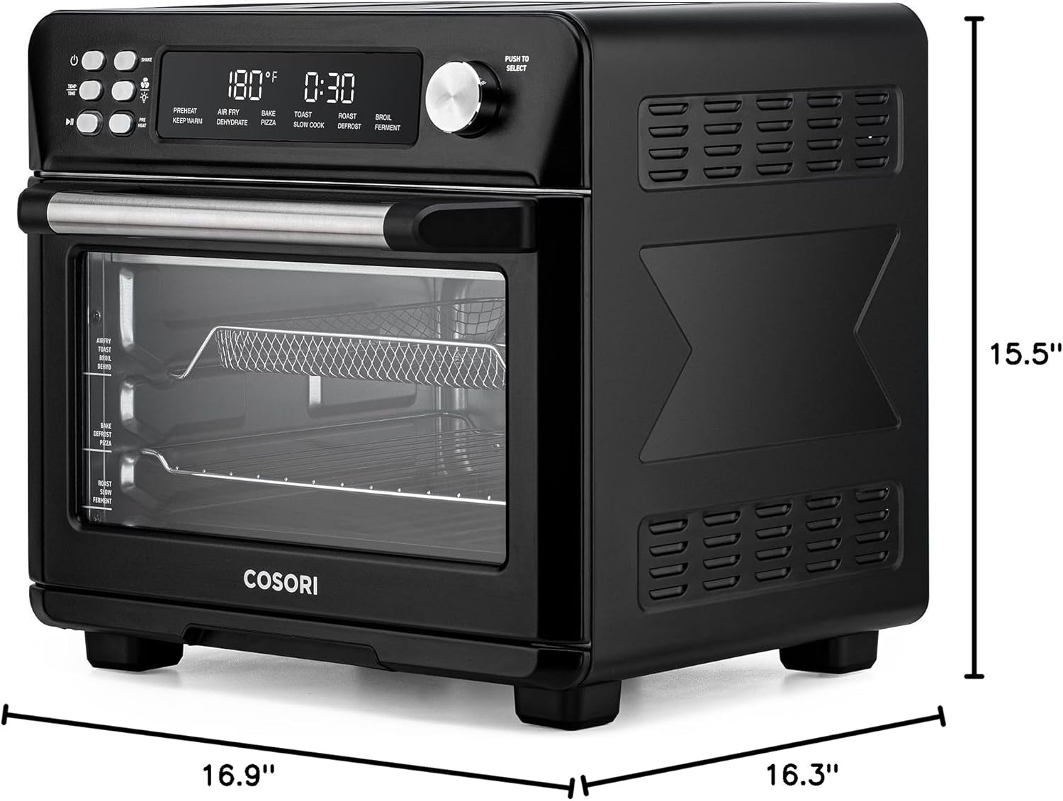 12-in-1 Air Fryer Toaster Oven Combo, Airfryer Convection Oven Countertop, Bake, Broil, Roast, Dehydrate, 134 Recipes & 4 Accessories, 32QT, Silver, Stainless Steel