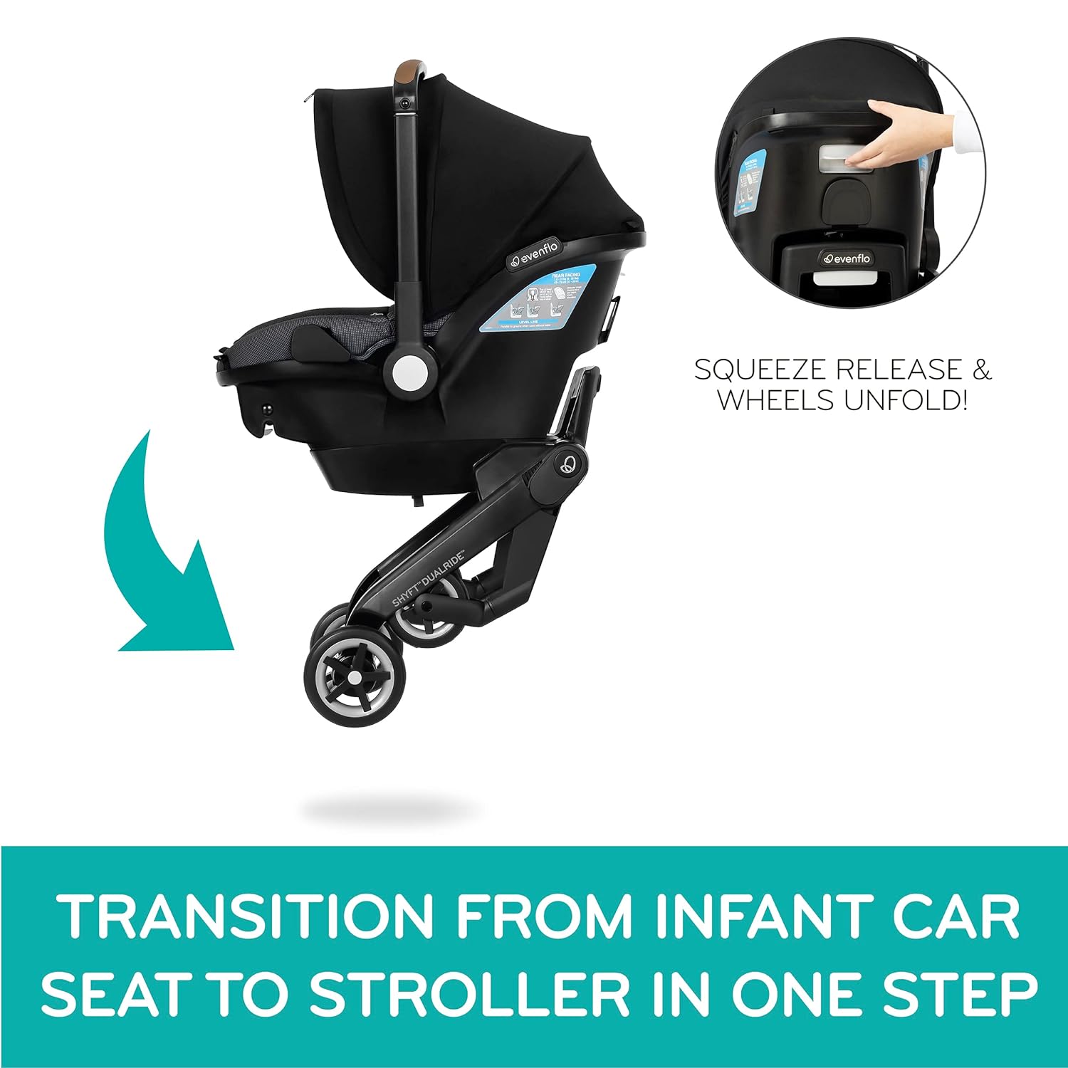 Gold Shyft DualRide Infant Car Seat and Stroller Combo with Carryall Storage (Moonstone Gray)
