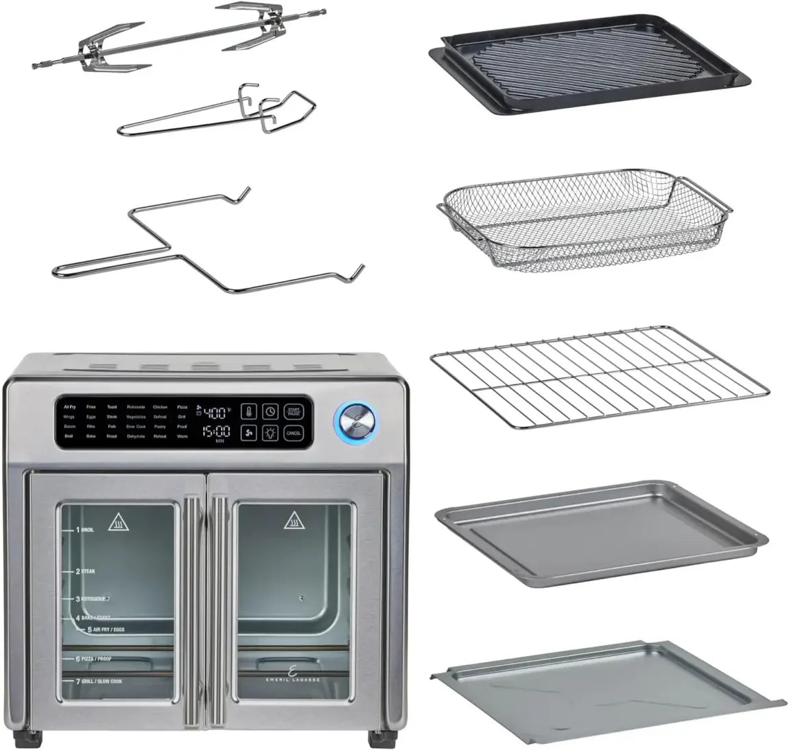 2025 Emeril Lagasse 26 QT Extra Large Air Fryer, Convection Toaster Oven with French Doors, Stainless Steel