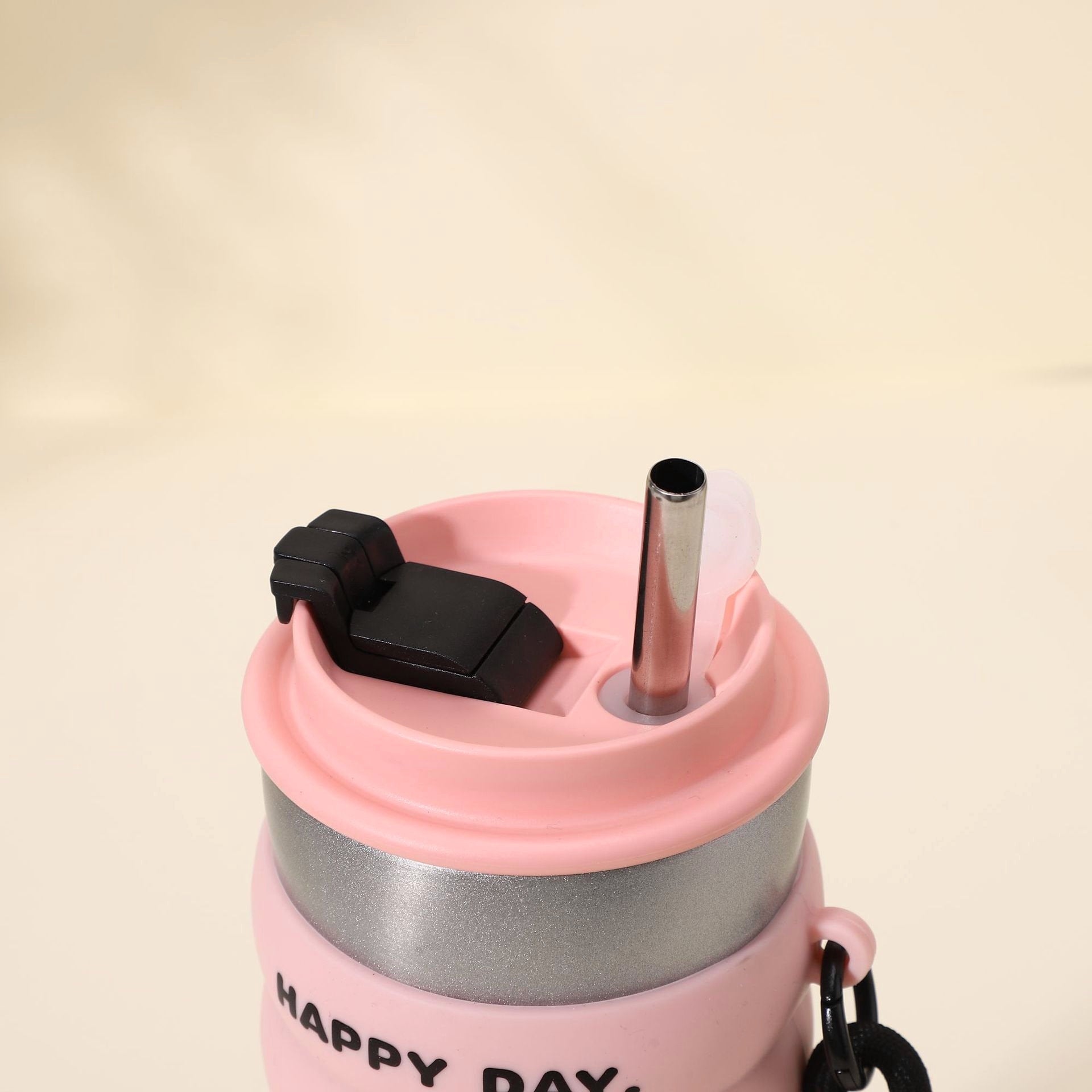 Trinkflasche mit Strohhalm – Pink