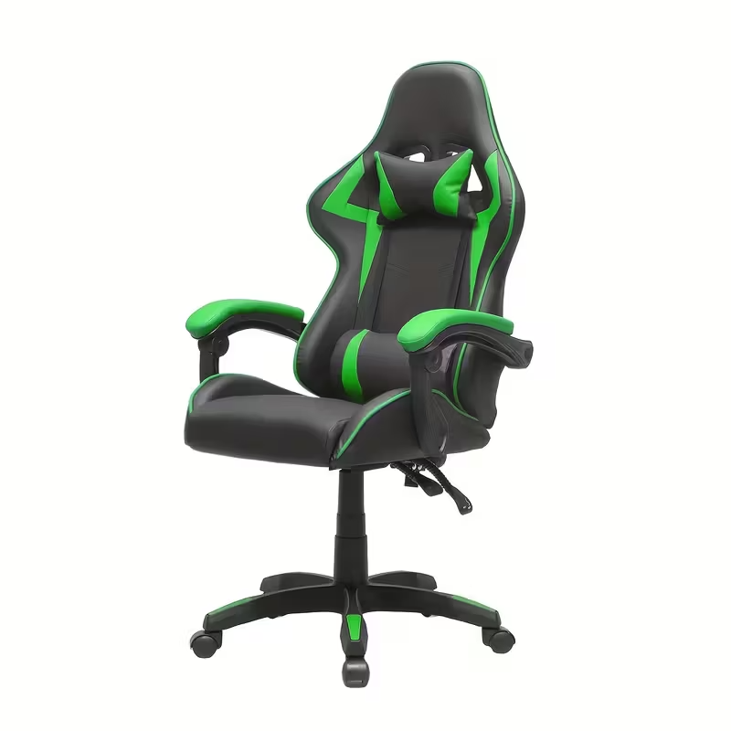 Ergonomic Gaming Chair – 155° Reclining Office Chair with Lumbar Support, Headrest, Fixed Armrests, Manual Recline Handle, Comfortable Cushioned Seat – White/Red/Black Gaming & Home Office Chair