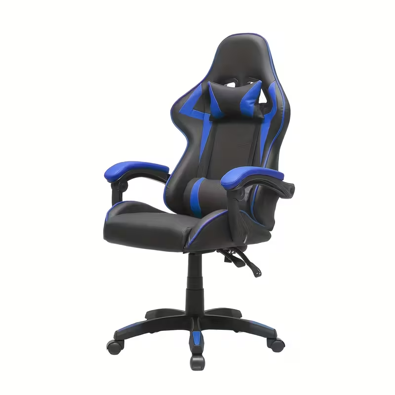 Ergonomic Gaming Chair – 155° Reclining Office Chair with Lumbar Support, Headrest, Fixed Armrests, Manual Recline Handle, Comfortable Cushioned Seat – White/Red/Black Gaming & Home Office Chair