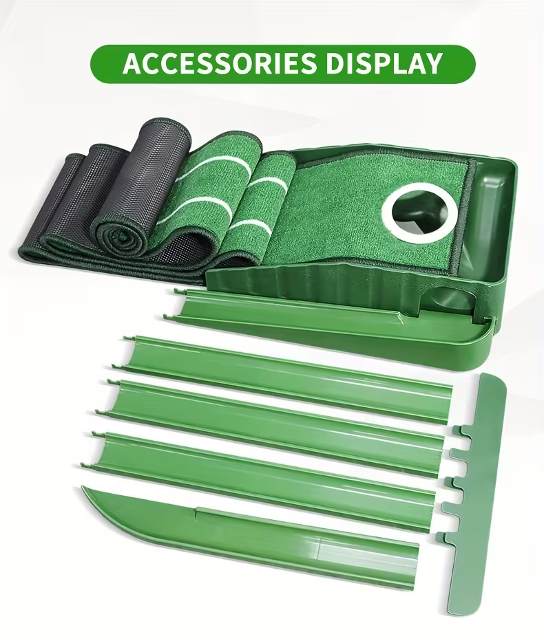 8ft Golf Putting Mat with Precision Alignment Guides – Portable Indoor/Office Putting Green, Durable ABS Base, Compact & Foldable Design, Perfect for Men’s Golf Training, Home & Office Entertainment