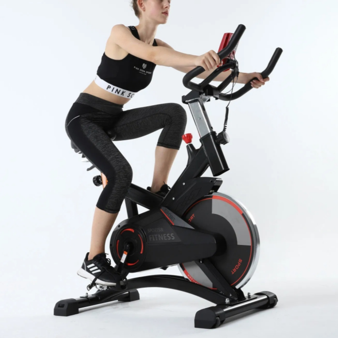 Indoor Exercise Bike for Home Gym – 6KG Flywheel Stationary Cycling Bike with Adjustable Resistance, Quiet Belt Drive, LCD Monitor & Comfortable Seat