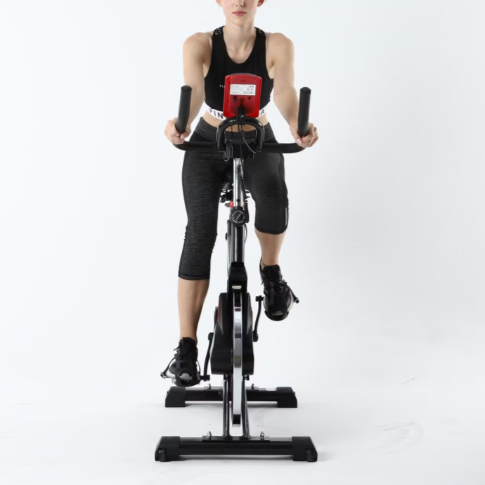 Indoor Exercise Bike for Home Gym – 6KG Flywheel Stationary Cycling Bike with Adjustable Resistance, Quiet Belt Drive, LCD Monitor & Comfortable Seat